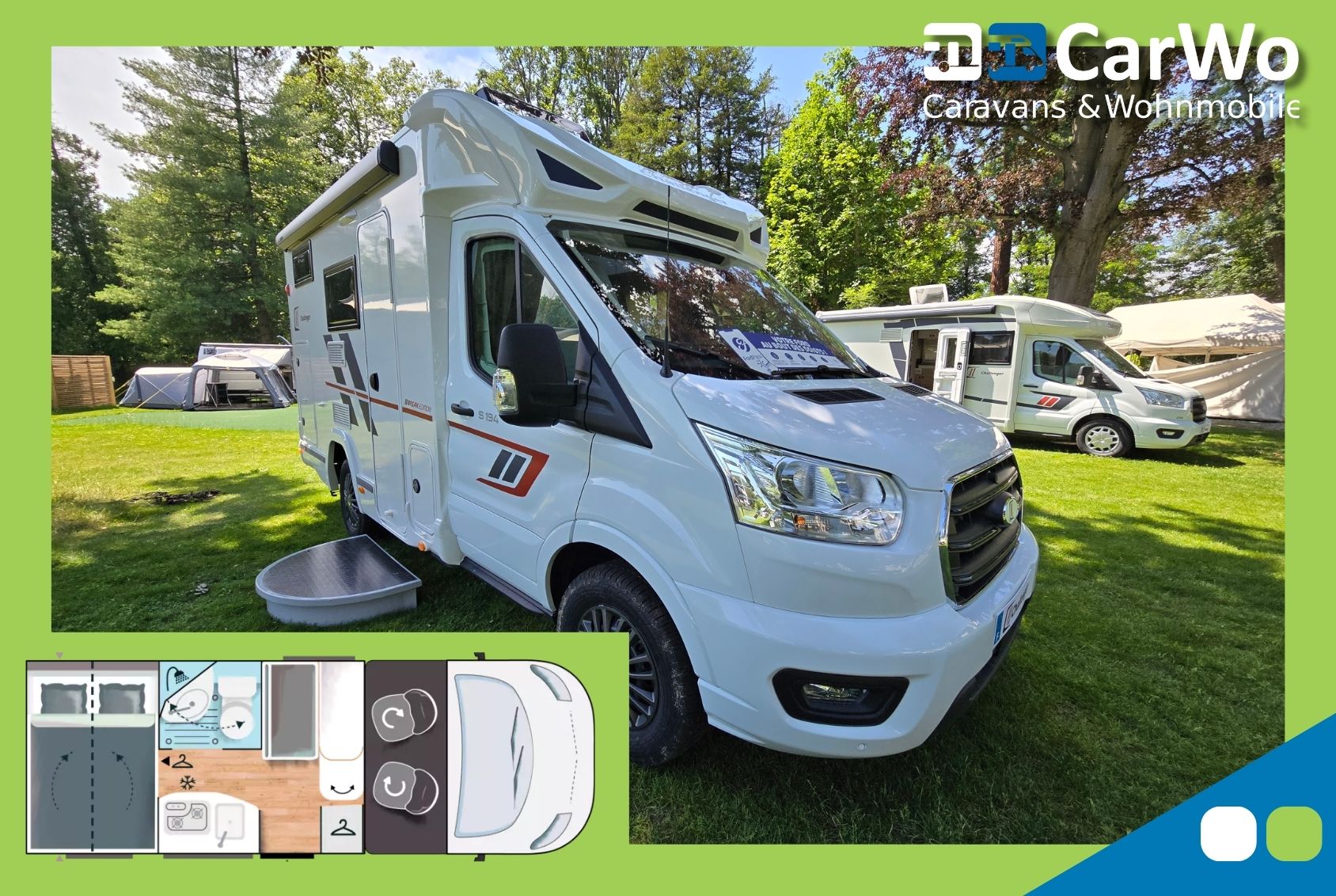 teilintegriertes Wohnmobil -6m- für 2 Personen - T1