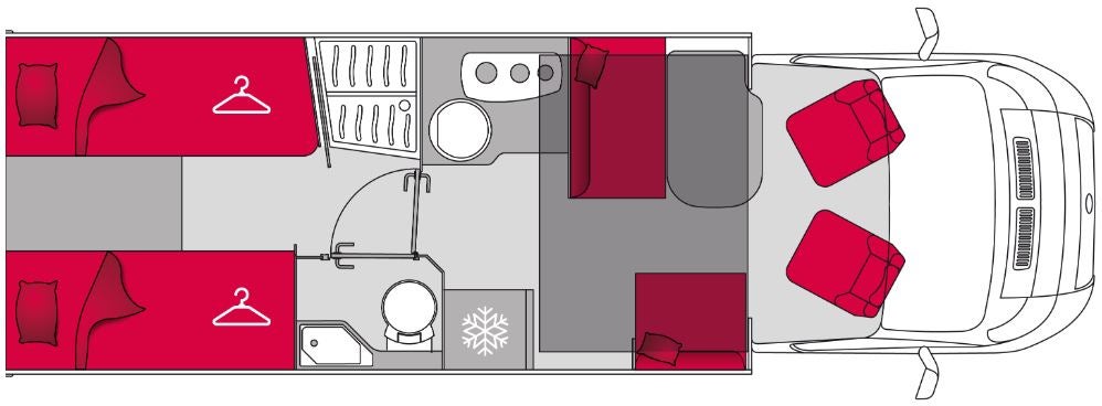 Wohnmobil über 7m mit Einzellängsbetten + Hubbett über Sitzgruppe - T3 – 3