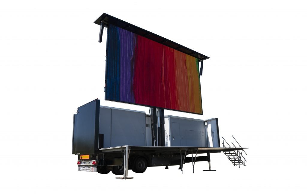 LED-Mobil/-Container rB50 50m² mit 9,20 x 5,20m großer hochauflösender 3,9mm PP LEDitgo LED-Wand - ideal für Public Viewing