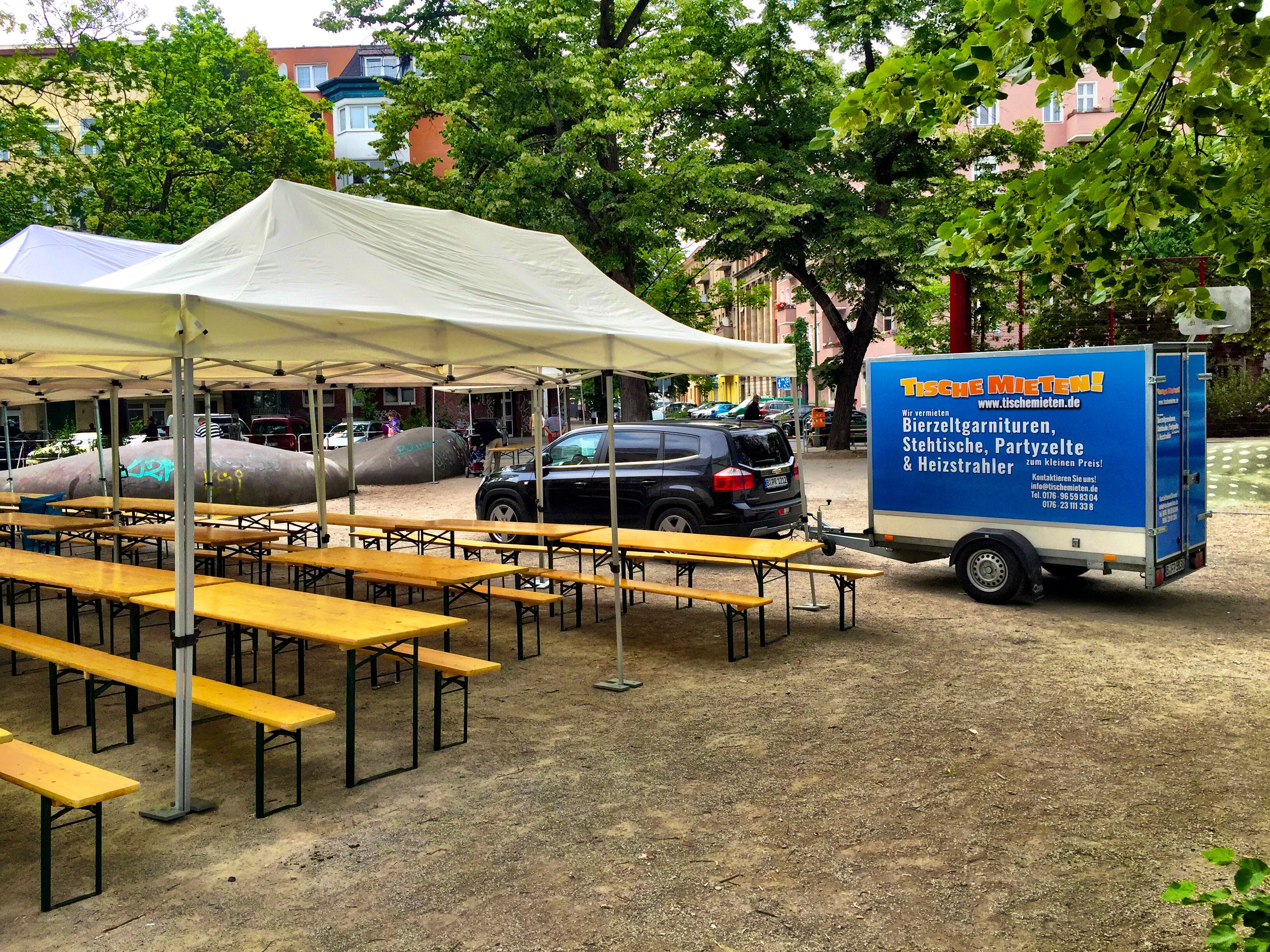 Miete 8 - Zahle 6! Hell-Beiges Partyzelt / Faltzelt / Promotionzelt in 6x3 Meter inkl. 6 Seitenteilen – 3