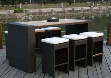 Rattanmöbel, Rattanhochtisch, Rattanbarhocker
