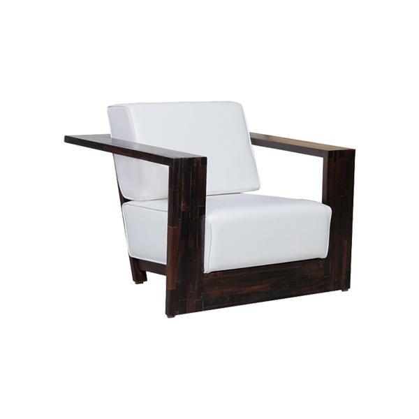 Lounger Palisander mit Kissensatz Leder weiß mieten