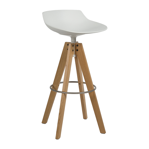 Flow Stool 4-Fuß (Barhocker) mit weißer Sitzschale mieten