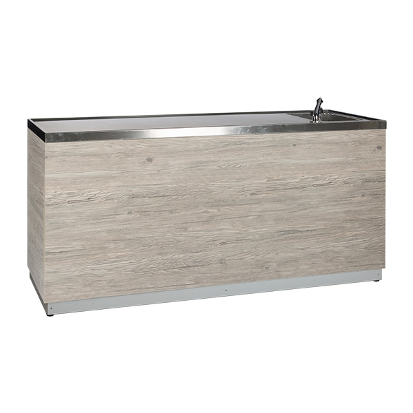 Sekttheke Aspen Altholz mit CNS Deckblatt mieten