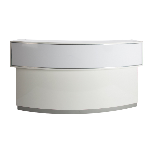 Theke 1/8 rund weiß mit CNS Deckblatt und LED Leuchtaufsatz mieten