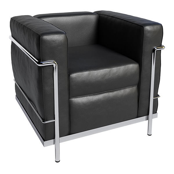 Sessel LC2 Leder graphitschwarz - Gestell chrom mieten