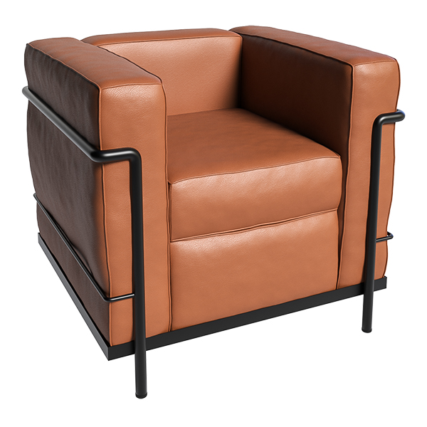 Sessel LC2 Leder ambra - Gestell schwarz mieten