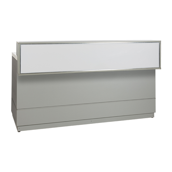 Theke silbergrau L200*T83*H115 cm mit Deckblatt weiß mieten