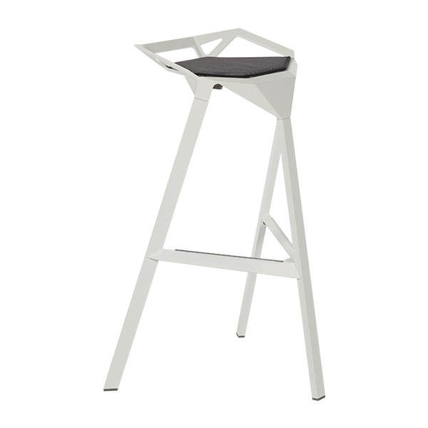 Stool One (Barhocker) weiß mit Sitzpolster grau/schwarz mieten