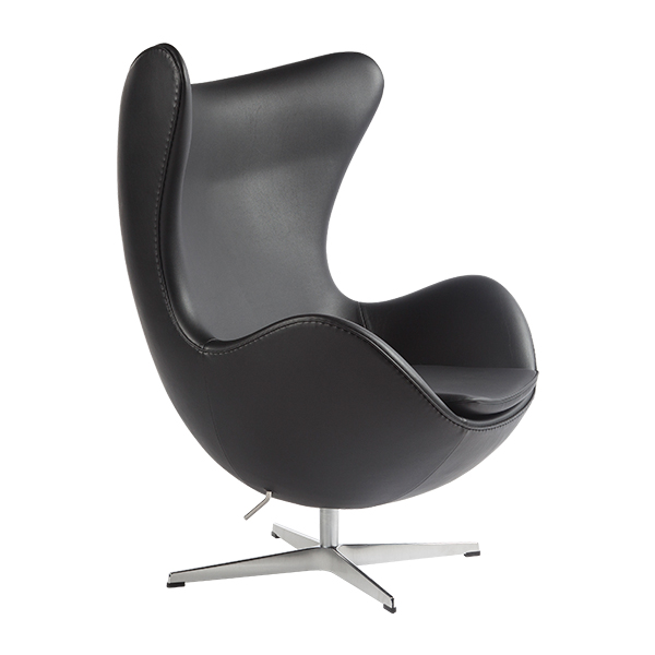 Drehsessel Egg Yachtleder schwarz B86*T79*H107 SH40 cm mieten