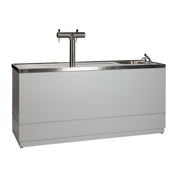 Biertheke silbergrau B200*T70*H95 cm mit CNS Deckblatt mieten