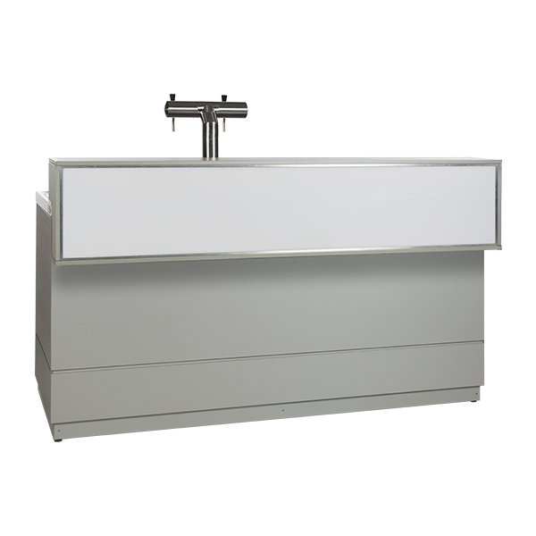 Biertheke silbergrau L200*T83*H115 cm mit CNS Deckblatt mieten