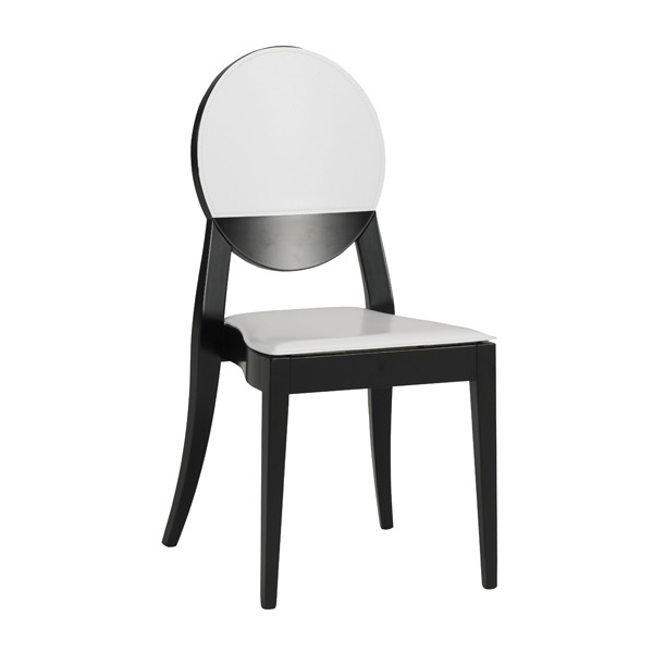 Stuhl Berlin schwarz mit weißem Sitzkissen Kunstleder mieten