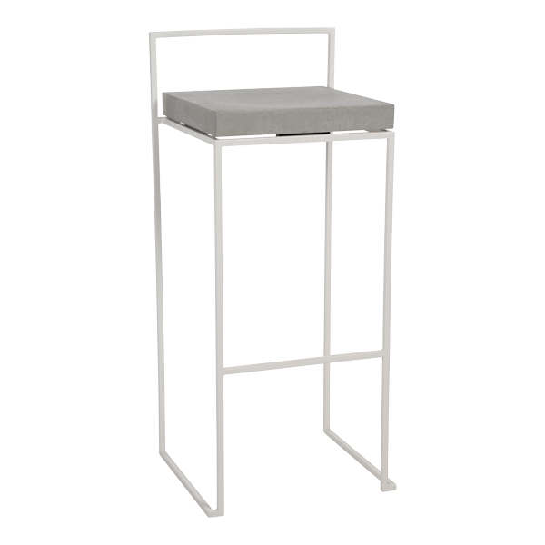 Barhocker Monza weiß mit Sitz Sichtbeton B39 SH75 cm mieten