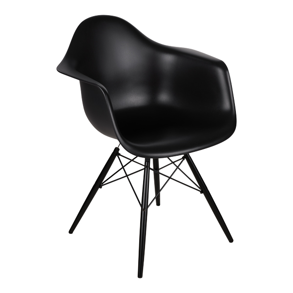 DAW Eames Plastic Armchair Ahorn schwarz Sitz schwarz mieten