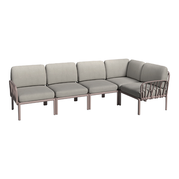 Loungesofa 5-Sitzer Komodo taupe mit Kissensatz grau mieten