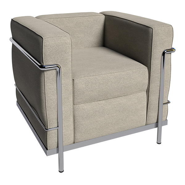 Sessel LC2 Stoff cemento - Gestell chrom mieten