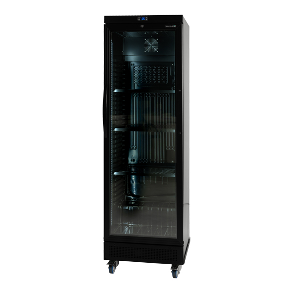 Kühlschrank SCHWARZ mit Glastür 360 ltr fahrbar mieten