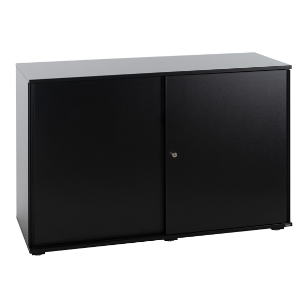 Sideboard H83 Lean schwarz mit Schiebetüren mieten