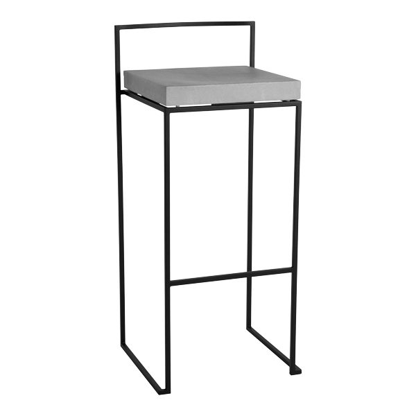 Barhocker Monza schwarz mit Sitz Sichtbeton B39 SH75 cm mieten
