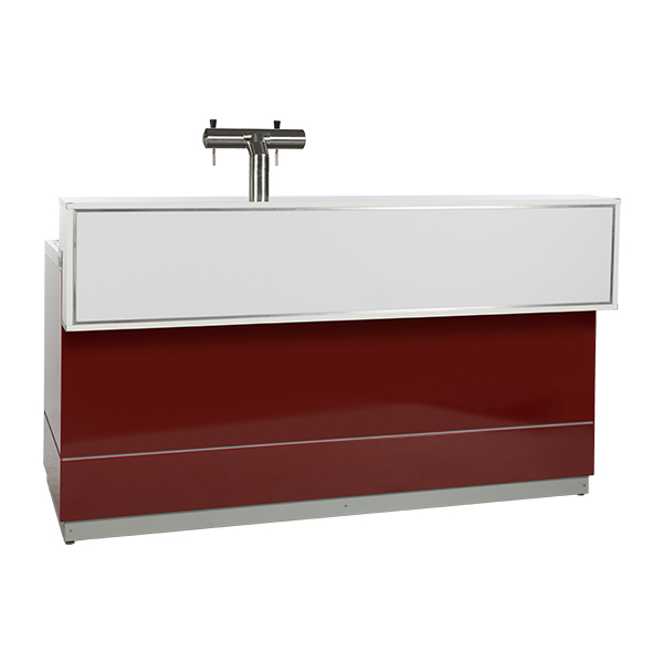 Biertheke rot L200*T83*H115 cm mit CNS Deckblatt mieten