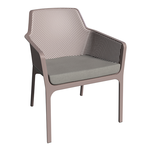 Net Relax Stuhl taupe mit Sitzkissen grau mieten
