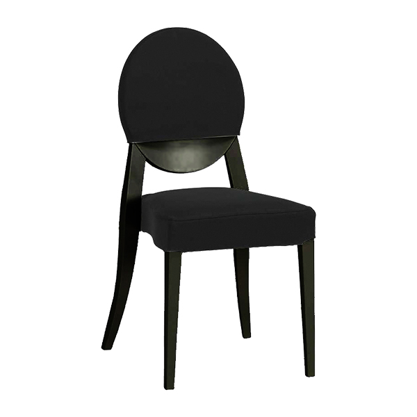 Stuhl Berlin schwarz mit schwarzem Stoff-Sitzbezug mieten