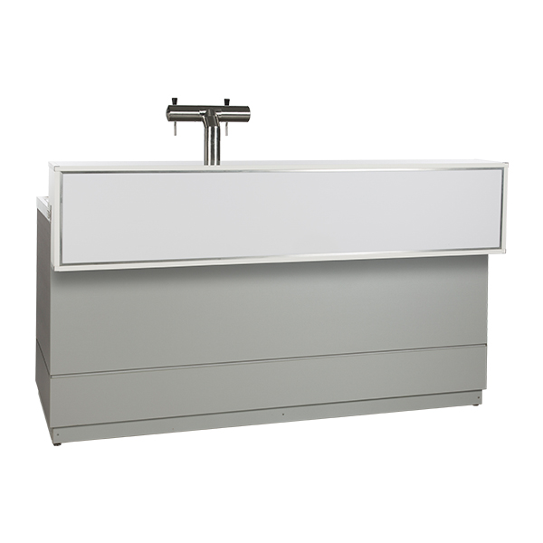 Biertheke silbergrau L200*T83*H115 cm mit CNS Deckblatt mieten