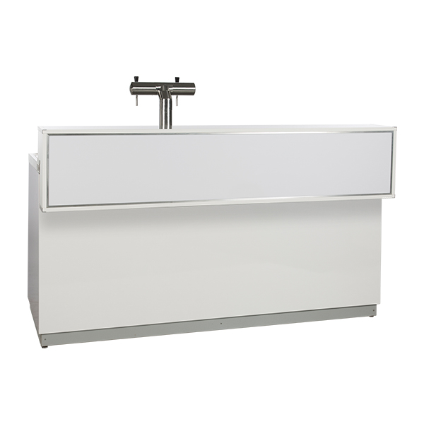 Biertheke weiß L200*T83*H115 cm mit CNS Deckblatt mieten