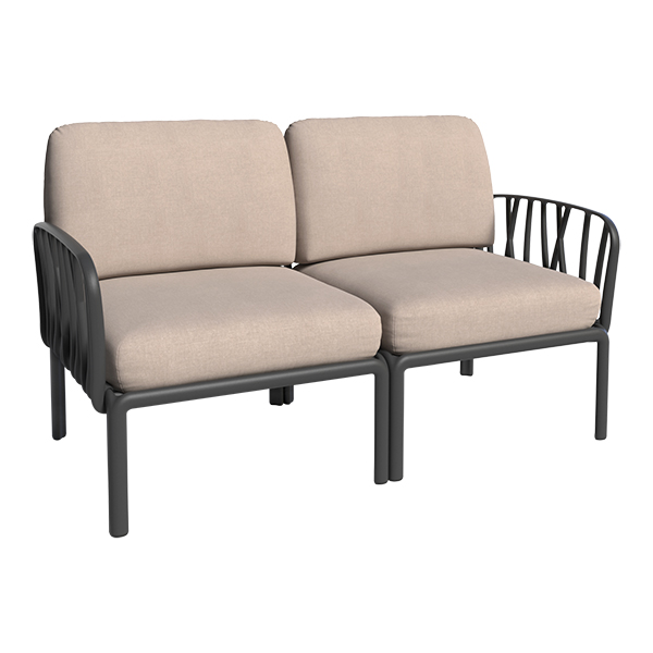 Loungesofa 2-Sitzer Komodo anthrazit mit Kissensatz taupe mieten