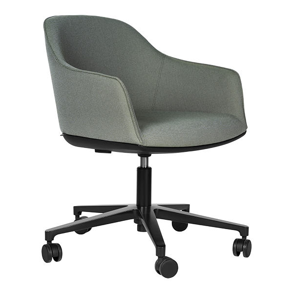 Softshell Chair grüngrau, Fünfstern-Dreh-Untergestell mieten