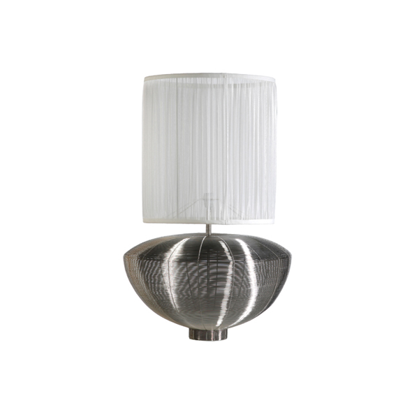 Bowl Lamp Big Mama chrom mit niedrigem Lampenschirm weiß mieten
