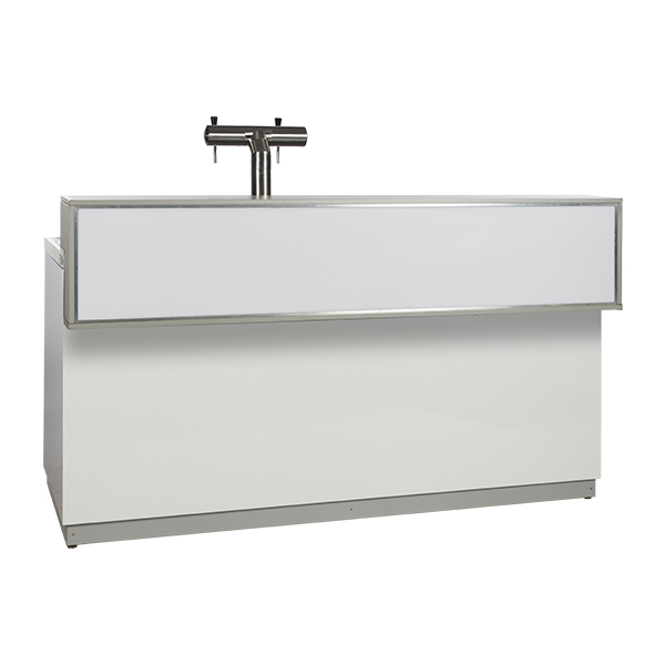 Biertheke weiß L200*T83*H115 cm mit CNS Deckblatt mieten