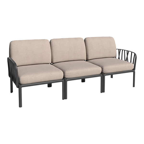 Loungesofa 3-Sitzer Komodo anthrazit mit Kissensatz taupe mieten