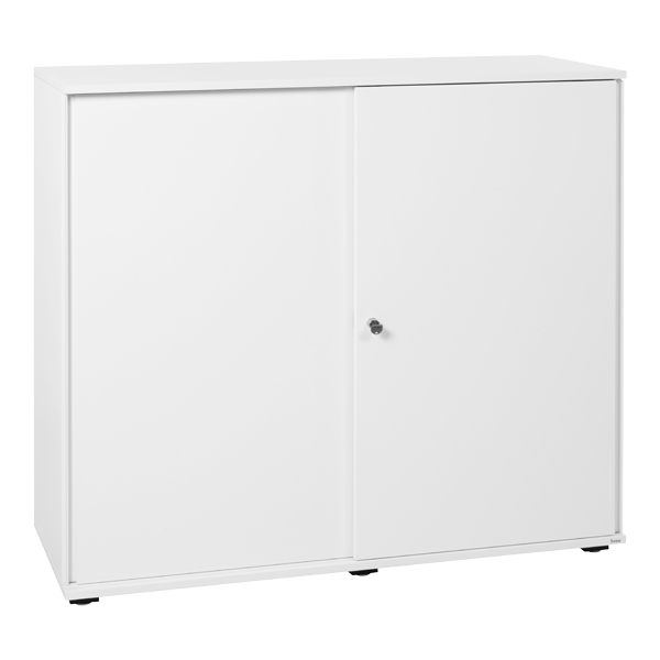 Sideboard H113 Lean weiß mit Schiebetüren mieten