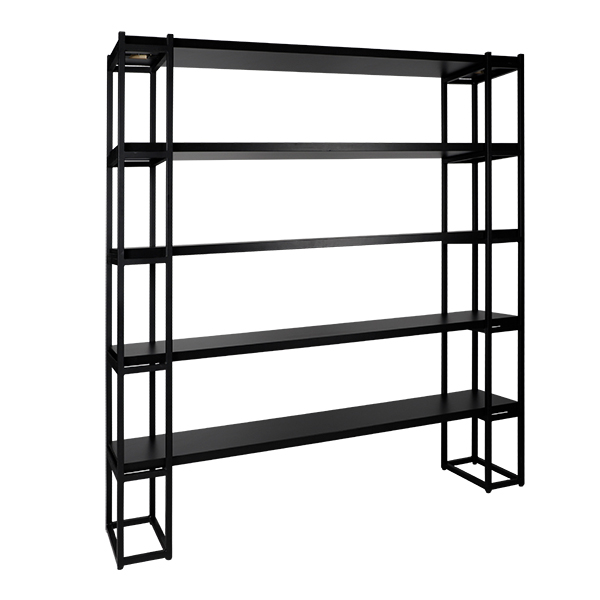 Regal Malta schwarz mit 5 Böden L200*T43*H215 cm mieten