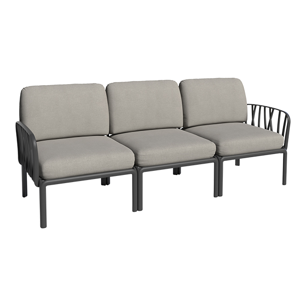 Loungesofa 3-Sitzer Komodo anthrazit mit Kissensatz grau mieten