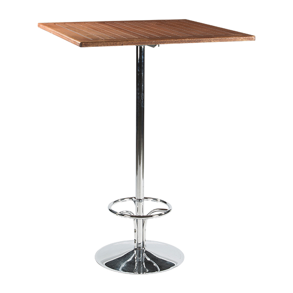 Stehtisch Brussel verchromt teak 80*80*H110 cm mieten
