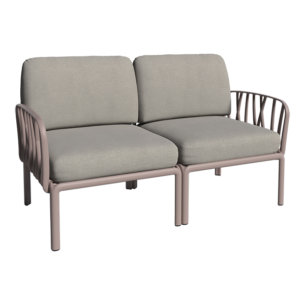 Loungesofa 2-Sitzer Komodo taupe mit Kissensatz grau mieten