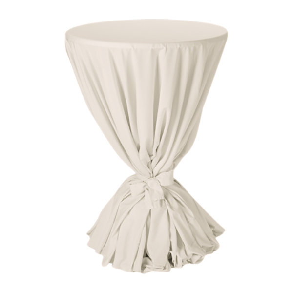 Stehtischüberzug creme mit Schleife Ø360 cm mieten