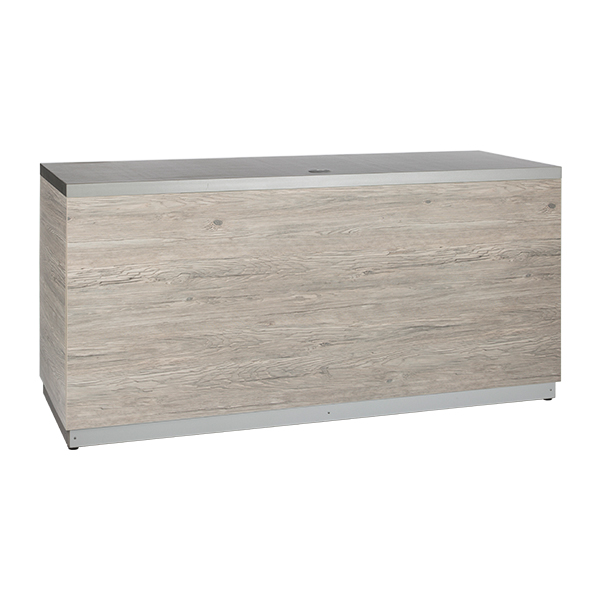 Theke Aspen Altholz mit Deckblatt silbergrau mieten