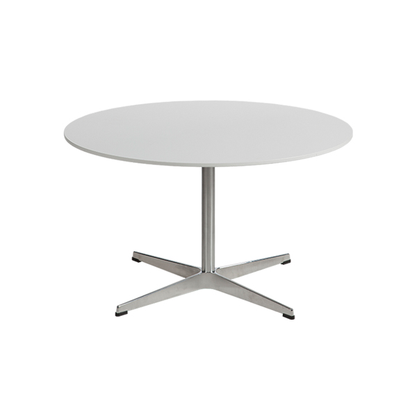 Loungetisch A2 Säulenfuß verchromt weiß Ø80 H47 cm mieten