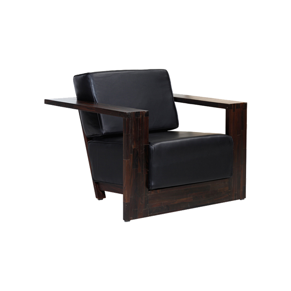 Lounger Palisander mit Kissensatz Leder schwarz mieten
