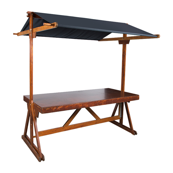 Marktstand aus Holz L200*B95*H243 cm mit Plane schwarz mieten