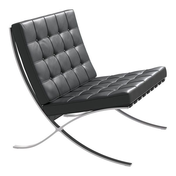 Barcelona Chair mit Kissen schwarz B75*T76*H77 SH43 cm mieten