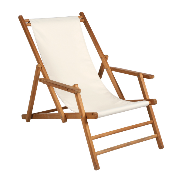 Beach Lounger Teak mit Stoffbezug creme B66 cm mieten