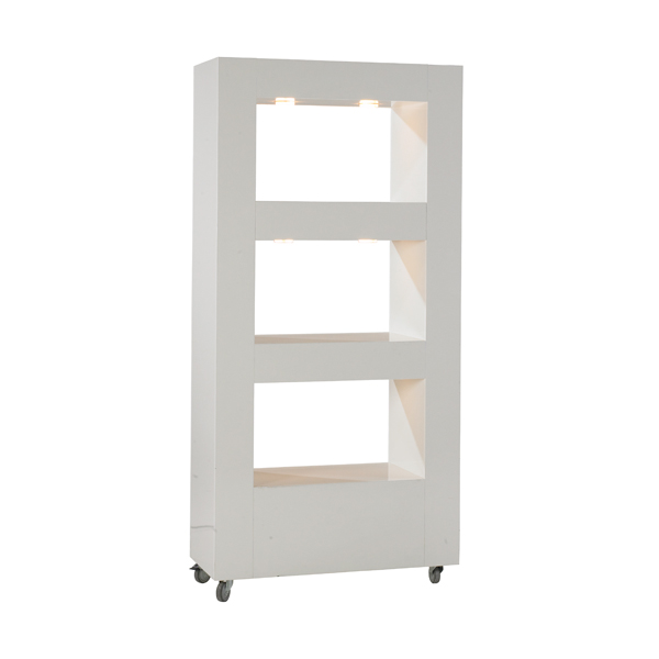 Design Regal weiß B100*T45*H210 cm fahrbar mieten