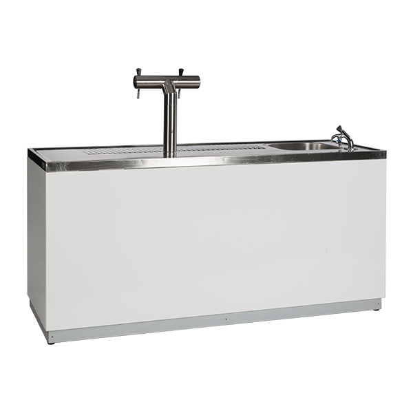 Biertheke weiß B200*T70*H95 cm mit CNS Deckblatt mieten