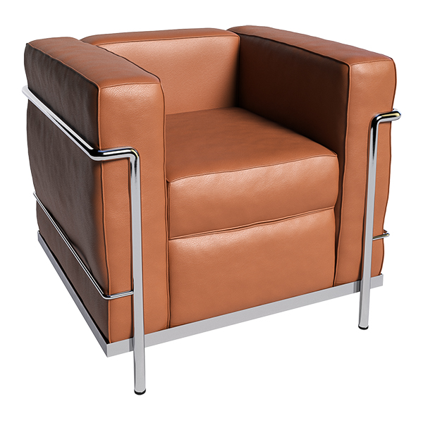 Sessel LC2 Leder ambra - Gestell chrom mieten