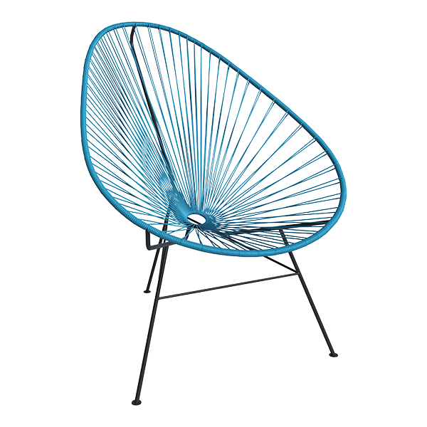 Loungechair Acapulco petrol/schwarz B70*T95*H90 SH37 cm mieten